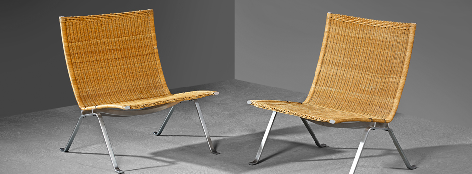 Poul KJAERHOLM • Paire de chauffeuses modèle «PK 22». Édition Kold Christensen.